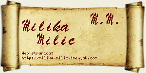 Milika Milić vizit kartica